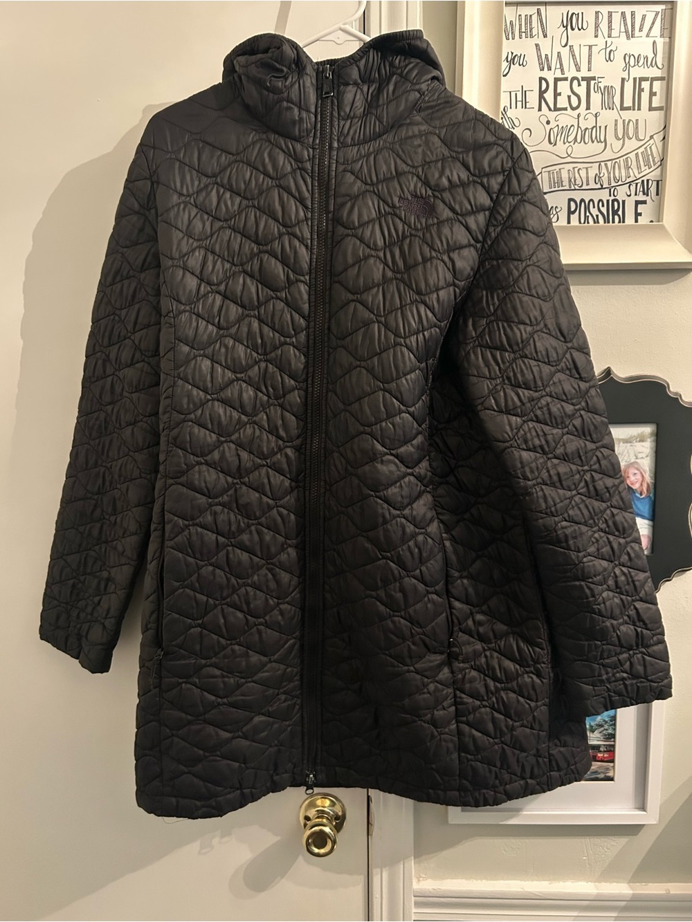 The North Face Women's Black Quilted Thermoball Hooded Puffer Jacket